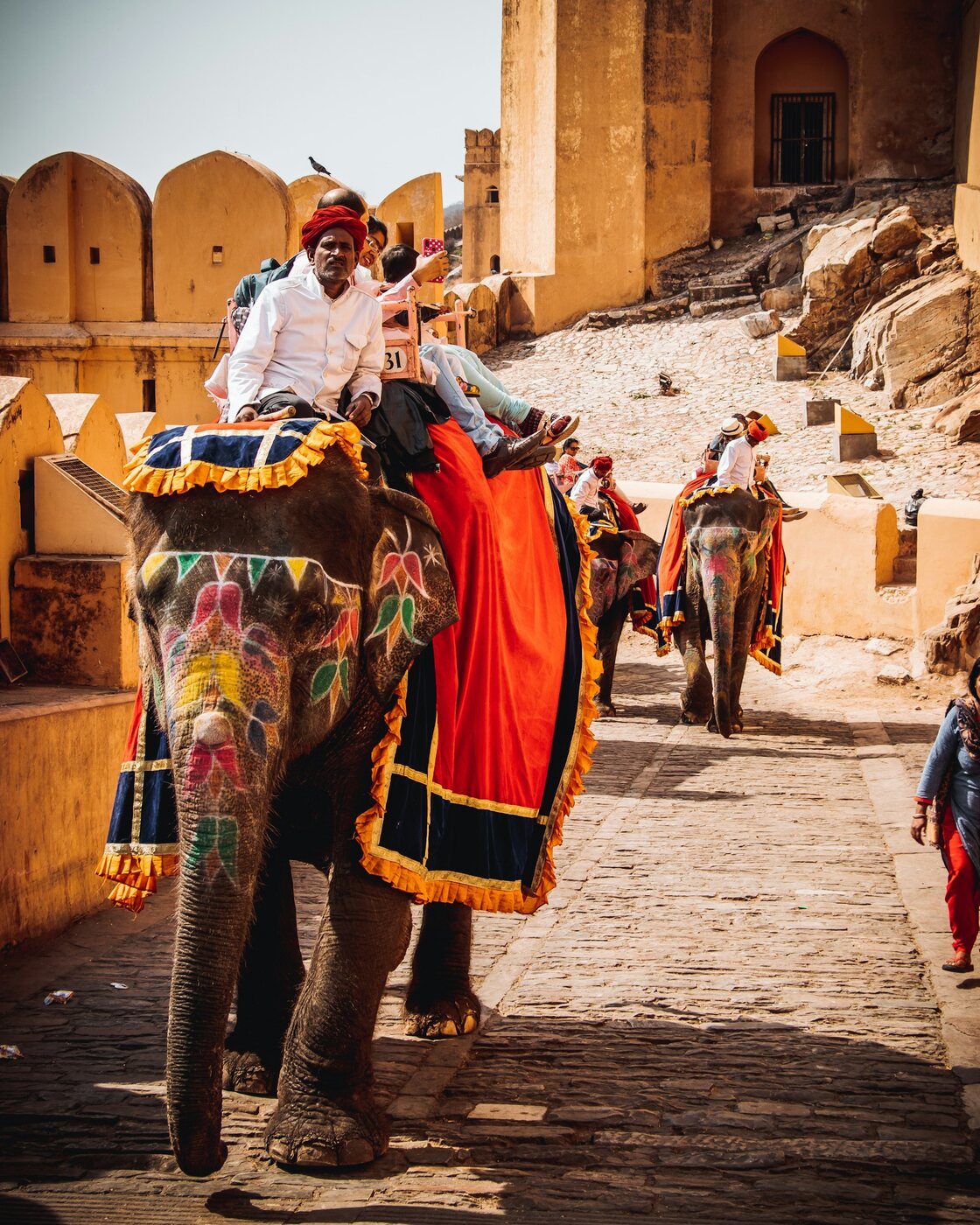 Painted elephant at Amber Fort, Jaipur