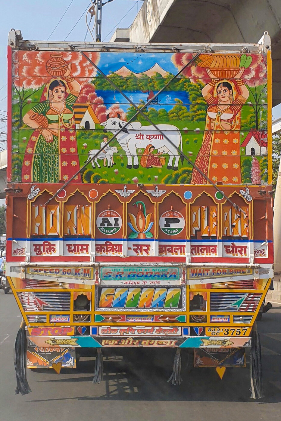 Traditional hand-painted truck art, Rajasthan